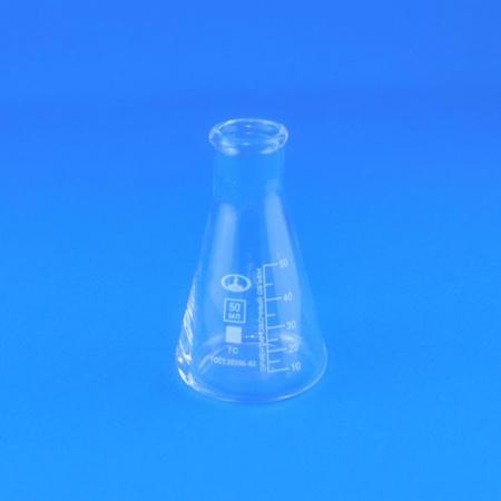 Колба коническая (Эрленмейера) КН-2-50-22, 50 мл, горло 22 мм, без шлифа - В наличии