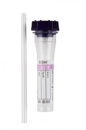 Микропробирки с капилляром с ЭДТА К3, 0,5 мл, 8х43, 100 шт/упак, пластик, для взятия капиллярной крови, для гематологических исследований RT - В наличии