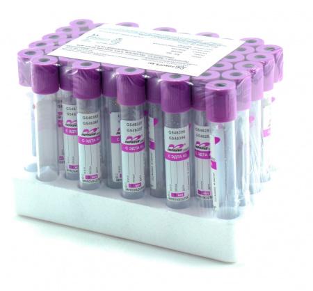 Пробирка с ЭДТА К3, 16х100 мм, 9 мл, пластик,50 шт, для гематологических исследований - В наличии