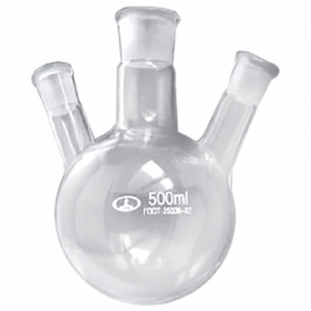 Колба трехгорлая КГУ-3-1-500, 500 мл, шлифы 29/32-19/26-19/26 - В наличии
