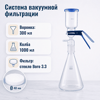 Система вакуумной фильтрации "MicroFilter", приемная колба 1000 мл, воронка на 300 мл