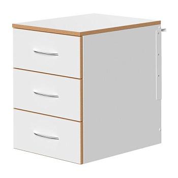 Тумба подвесная 400х505х530 мм, ЛДСП, низкая, 3 выдв., ящика, белая