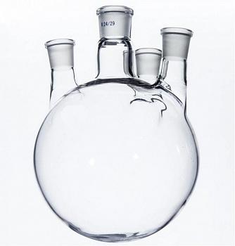 Колба четырехгорлая круглодонная КГП-4-1-250, 250 мл, шлифы 29/32-14/23-14/23-14/23 Колба четырехгорлая круглодонная КГП-4-1-250, 250 мл, шлифы 29/32-14/23-14/23-14/23