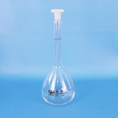 Колба мерная 2а-1000-2, 1000 мл, 2 класс точности, пластиковая пробка, без шлифа, 1 шт/упак - В наличии