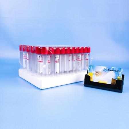 Пробирки вакуумные без наполнителя, 9 мл, 16х100 мм, пластик, 100 шт, для исследования сыворотки, СV