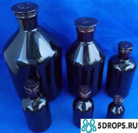 Склянка (штанглас), 1000 мл, темное стекло, с притёртой пробкой, узкое горло