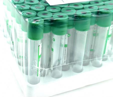 Пробирки вакуумные с натрий гепарином, 9 мл, 16х100 мм, 100 шт/упак, пластик, для исследования плазмы, Gr-Med