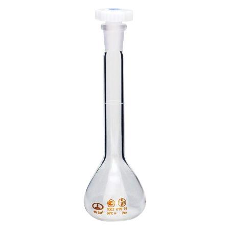 Колба мерная 2а-50-2, 50 мл, 2 класс точности, пластиковая пробка, без шлифа, 12 шт/упак - В наличии