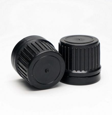 Крышка для капельных флаконов, горло G18, с центр., капельницей, пластик, черная, с кпв, 100 шт/упак - В наличии