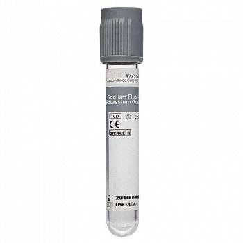 Пробирки вакуумные пластиковые для измерения содержания глюкозы, с флуоридом и К2 ЭДТА 5 мл 13х100, упаковка 100 шт