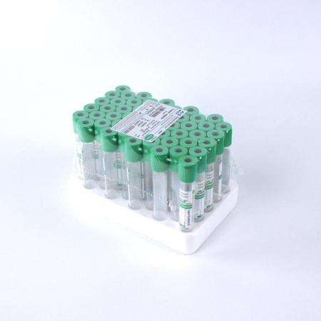 Пробирки вакуумные с натрий гепарином, 9 мл, 16х100 мм, 50 шт, пластик, для исследования плазмы