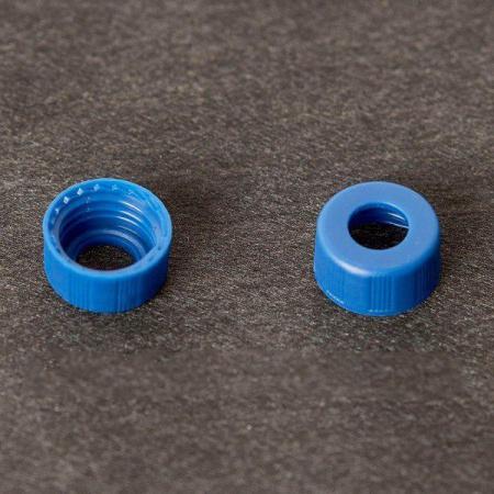 Крышка к винтовым виалам с резьбой 9-425, синяя/черная, с отв 6 мм., 100 шт/упак