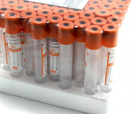 Пробирка вакуумная с активатором свертывания 9 мл, 16х100 мм, 100 шт/упак, пластик, для исследования сыворотки (Оранжевая крышка) GR-Med