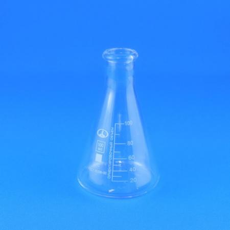 Колба коническая (Эрленмейера) КН-2-100-22, 100 мл, горло 22 мм, без шлифа - В наличии