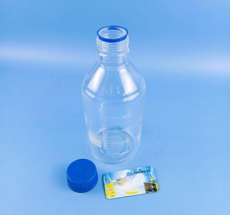 Банка для реактивов 5drops GL45, 1000 мл, стекло Boro 3.3, светлое стекло, с винтовой крышкой, градуированная