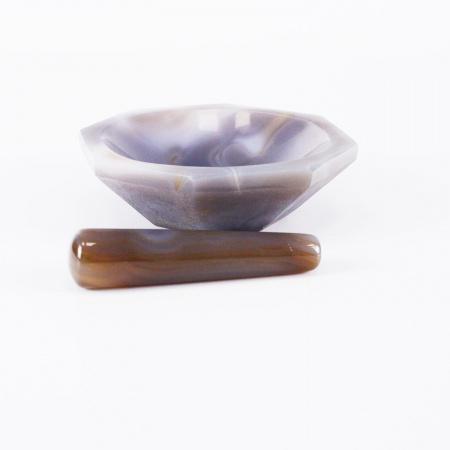 Ступка агатовая, диаметр 90 мм, с пестом