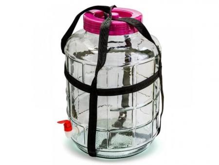 Банка стеклянная с гидрозатвором и пластиковым краном, 25 литров - Под заказ