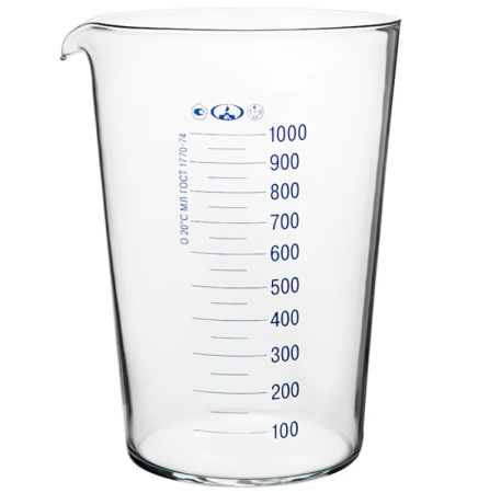 Мензурка стеклянная мерная, 1000 мл - В наличии
