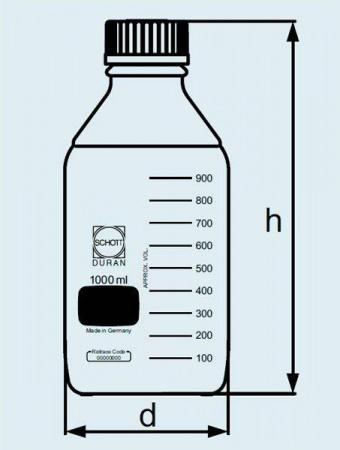 Банка для реактивов, 1000 мл, темное стекло, градуированная Банка для реактивов, 1000 мл, темное стекло, градуированная
