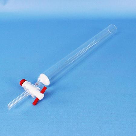 Хроматографическая колонка, 305х26 мм, с PTFE краном, с фильтром ПОР 100, без шлифа, 1 шт - В наличии