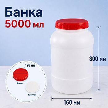 Банка, 5000 мл, ПЭ, с винтовой крышкой и прокладкой, 1 шт/упак