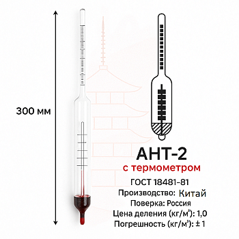 Ареометр для нефти и нефтепродуктов АНТ-2 (830...910) кг/м³, (с поверкой)
