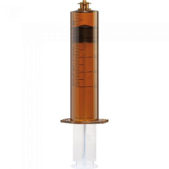 Шприц 3-х компонентный, 50 мл, с Луер-Лок (Luer Lock) креплением, без иглы, светозащитный, 100 шт/упак