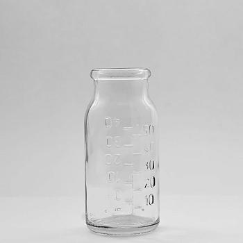 Бутылка стеклянная 50 мл для крови, трансфузионных и инфузионных препаратов, G34, без пробки, упаковка 180 шт