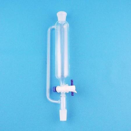 Воронка делительная 500 мл, цилиндрическая, с компенсатором давления, с фторопластовым краном, шлиф стебля 14/23, (ГОСТ 1770-74) - В наличии