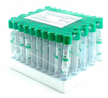 Пробирка вакуумная с литий гепарином 4 мл, 13х100 мм, 100 шт, пластик, для исследования плазмы, Bodywin Пробирка вакуумная с литий гепарином 4 мл, 13х100 мм, 100 шт, пластик, для исследования плазмы, Bodywin