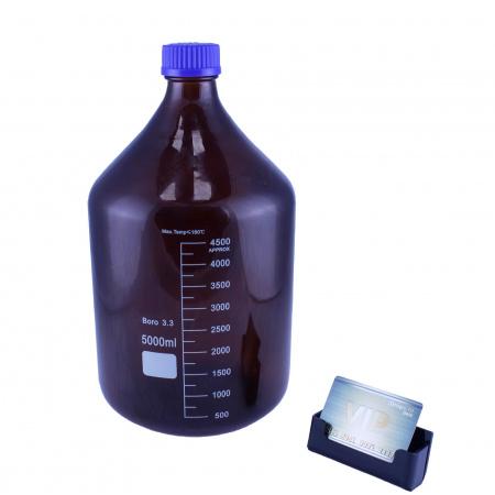Банка для реактивов 5drops GL45, 5000 мл, стекло Boro 3.3, темное стекло, с винтовой крышкой, градуированная