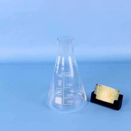 Колба коническая КН-2-1000-50, 1000 мл, горло 50 мм, без шлифа (ГОСТ 25336-82)