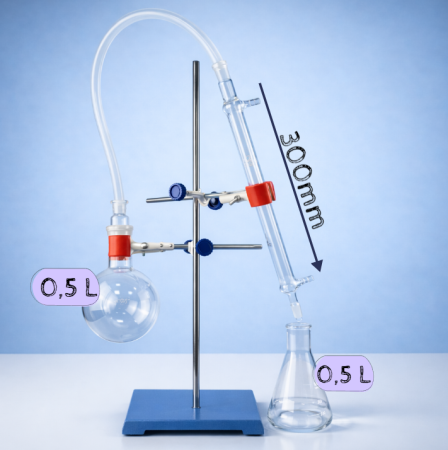 Комплект: Стеклянный дистиллятор "Ученик" 500 мл со штативом - В наличии