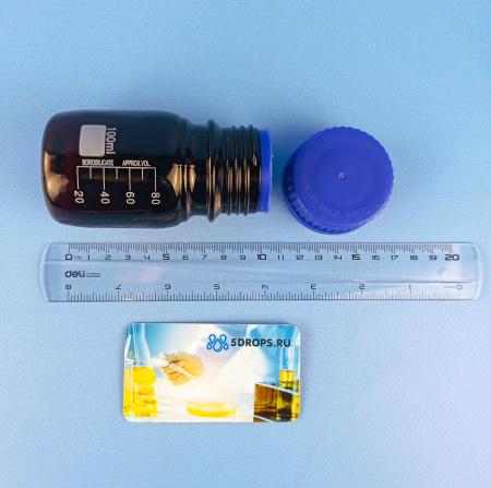 Банка для реактивов 5drops GL45, 100 мл, стекло Boro 3.3, темное стекло, с винтовой крышкой, градуированная