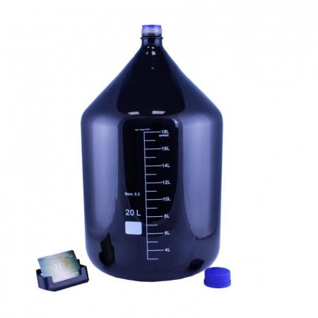 Банка для реактивов 5drops GL45, 20000 мл, стекло Boro 3.3, темное стекло, с винтовой крышкой, градуированная