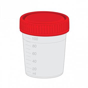 Контейнер для сбора биологических жидкостей 120 мл стерильный (градуировка до 100 мл), 300 шт в уп.