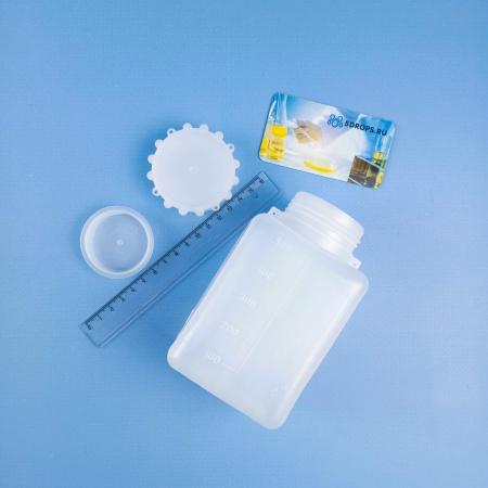 Бутыль квадратная, 500 мл, ПЭВП, 70х80х138 мм, градуированная, Aptaca