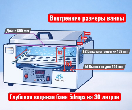 Глубокая водяная баня 5drops-30D на 30 литров