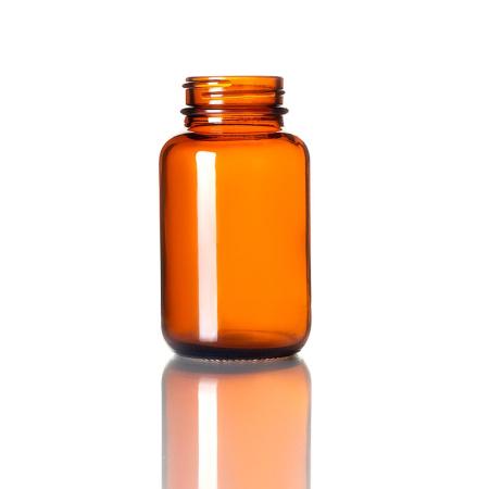 Банка для таблеток, 200 мл, темное стекло, винтовое горло GPI45-400, без крышки, 72 шт/упак - В наличии