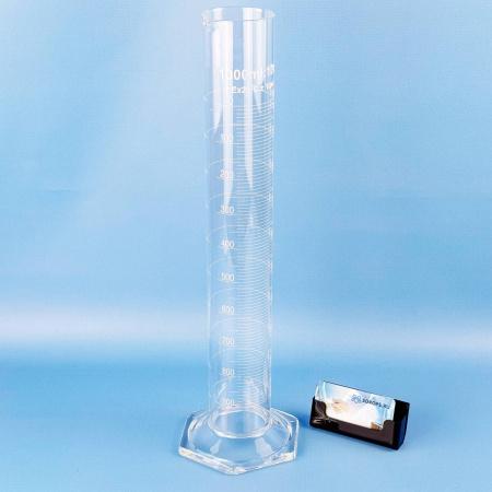 Цилиндр мерный 5drops 1-1000-2, 1000 мл, с носиком, стекло, градуированный, со стеклянным шестиугольным основанием