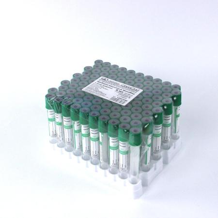 Пробирки вакуумные с литий гепарином, 6 мл, 13х100 мм, 100 шт, пластик, для исследования плазмы