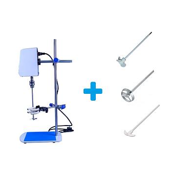 Комплект: Верхнеприводная мешалка 5drops-10, 100 Ватт, до 10 литров, цифровой дисплей + мешальники 3 шт.