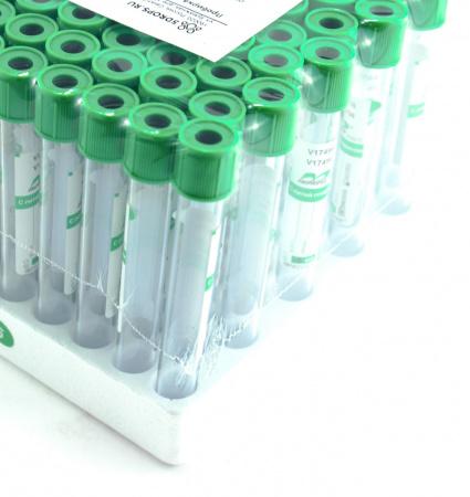 Пробирки вакуумные с литий гепарином, 6 мл, 13х100 мм, 100 шт, пластик, для исследования плазмы
