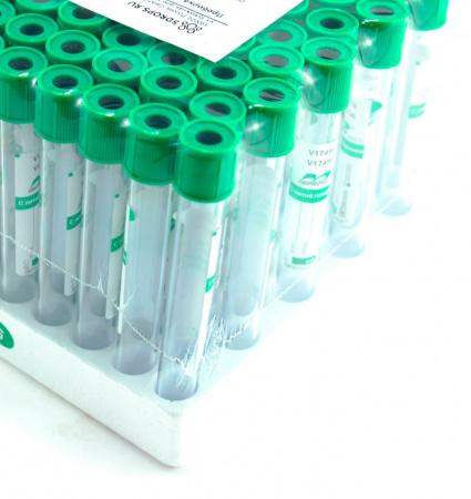 Пробирка вакуумная с литий гепарином 4 мл, 13х100 мм, 100 шт, пластик, для исследования плазмы, Bodywin