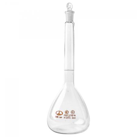 Колба мерная 2-500-2, 500 мл, 2 класс точности, стеклянная пробка, шлиф 14/23 - В наличии