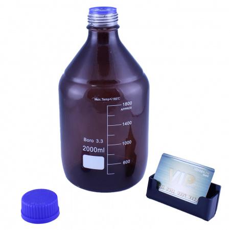 Банка для реактивов 5drops GL45, 2000 мл, стекло Boro 3.3, темное стекло, с винтовой крышкой, градуированная