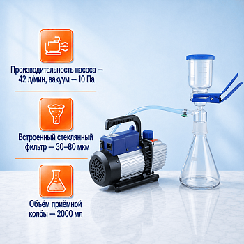 Система вакуумной фильтрации 5Drops - "MicroFilter" на 2000 мл + насос 115-SG