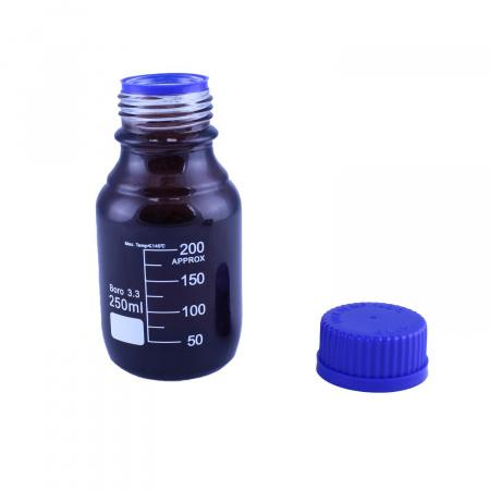 Банка для реактивов 5drops GL45, 250 мл, стекло Boro 3.3, темное стекло, с винтовой крышкой, градуированная