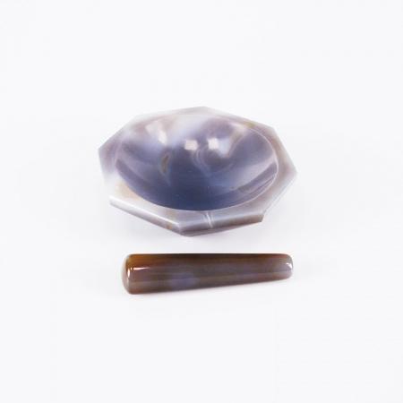 Ступка агатовая, диаметр 90 мм, с пестом