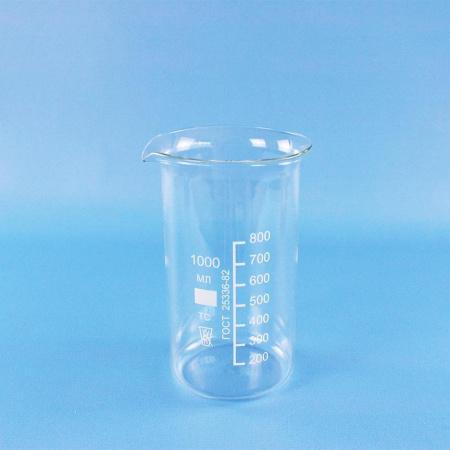 Стакан лабораторный высокий В-1-1000, 1000 мл, с носиком (ГОСТ 25336-82)